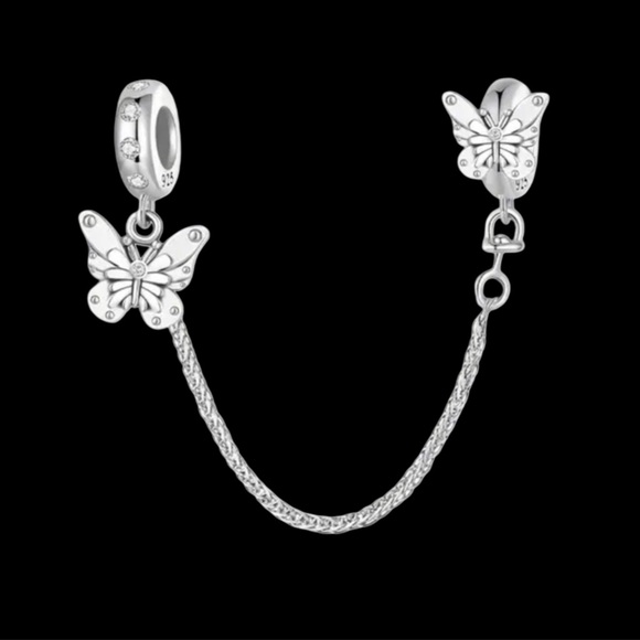 Platinum Plated S925 Butterfly Safety Chain for Charm Bracelet